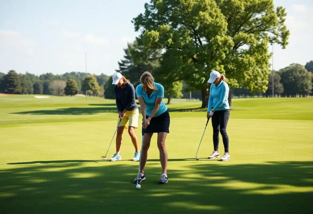 University of Pennsylvania women's golf team practicing on a golf course