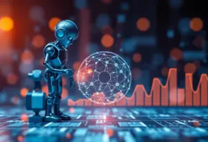 Abstract representation of AI's impact on wage dynamics and labor automation.