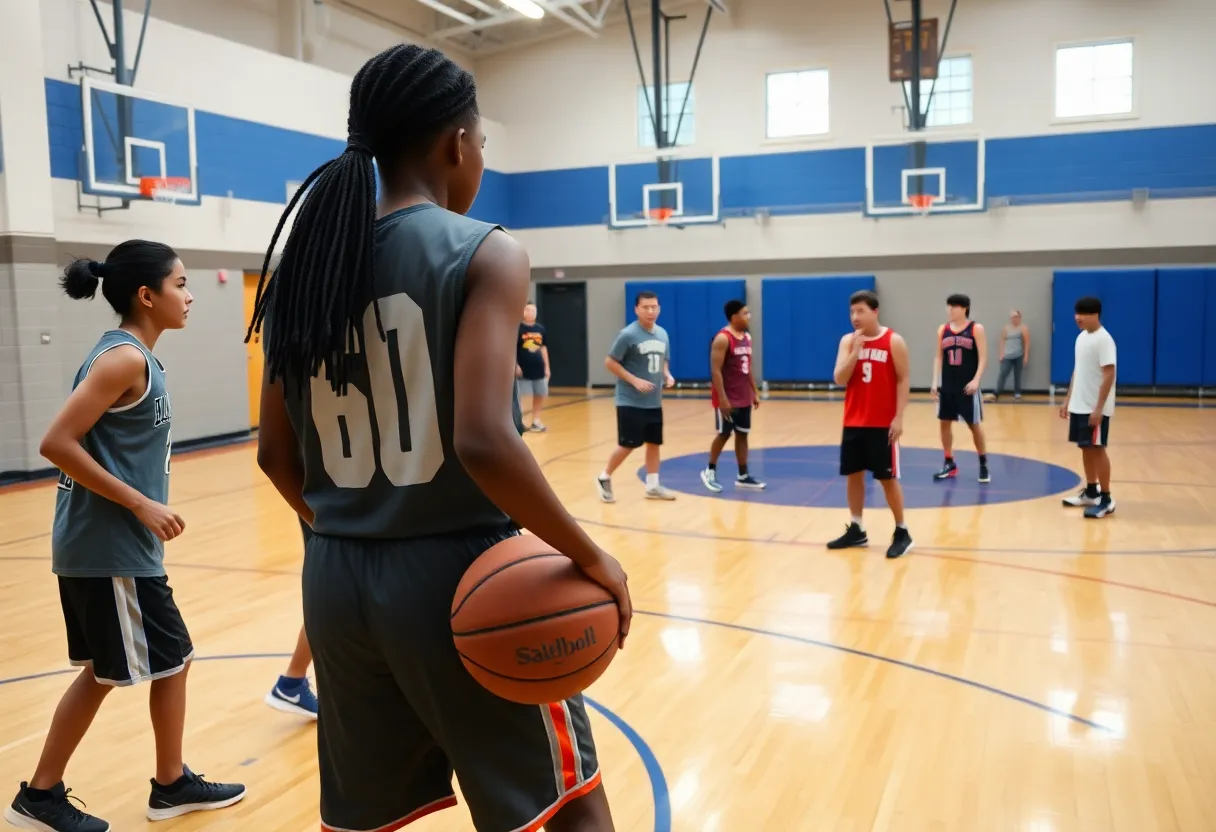 Allentown boys high school basketball team practicing