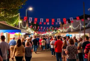Community members celebrating at the Andy Chan Holiday Block Party
