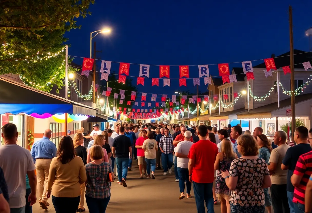 Community members celebrating at the Andy Chan Holiday Block Party