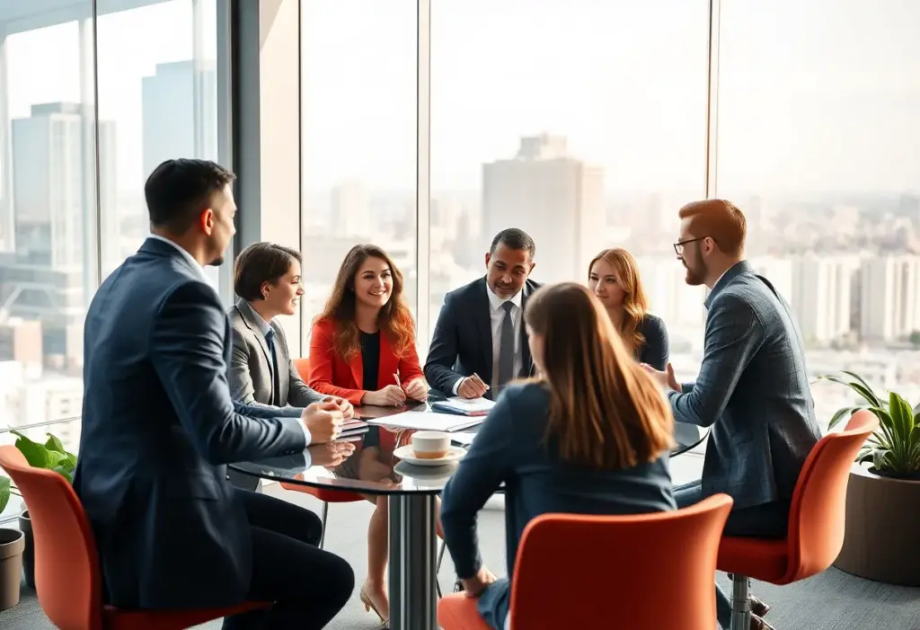 Professional meeting discussing Aramark's fiscal performance