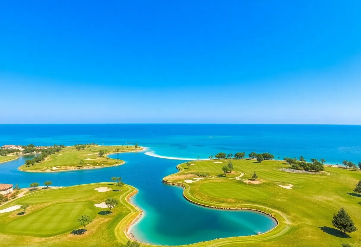 Beautiful Belek golf course with lush fairways and blue waters