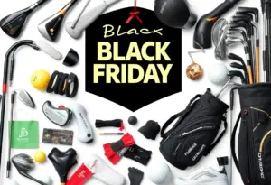 Display of discounted golf equipment during Black Friday sales