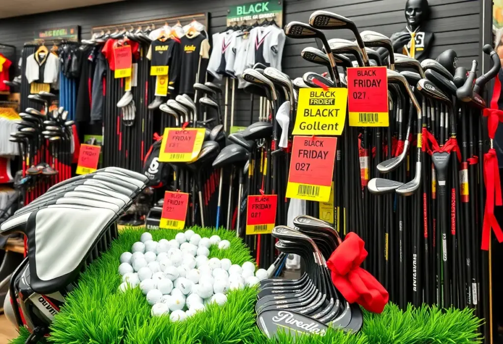 Golf equipment displayed for Black Friday sale