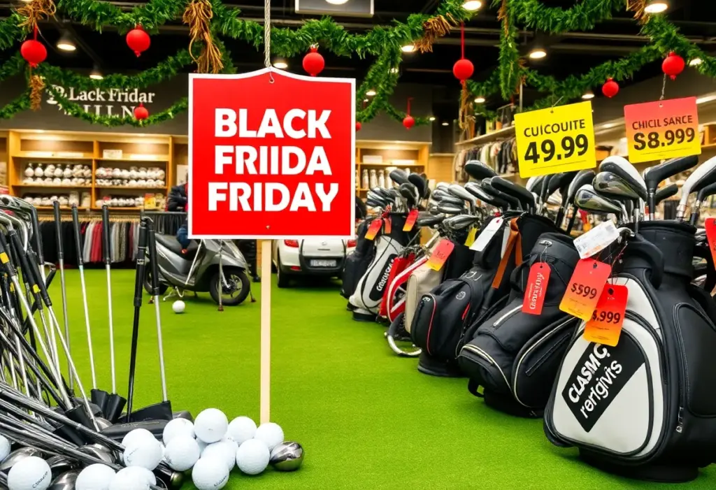 Display of golf equipment on sale for Black Friday