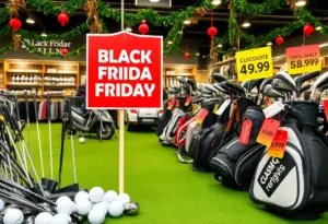 Display of golf equipment on sale for Black Friday