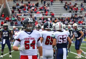 Central High School playing against Northeast High School during a Thanksgiving football game