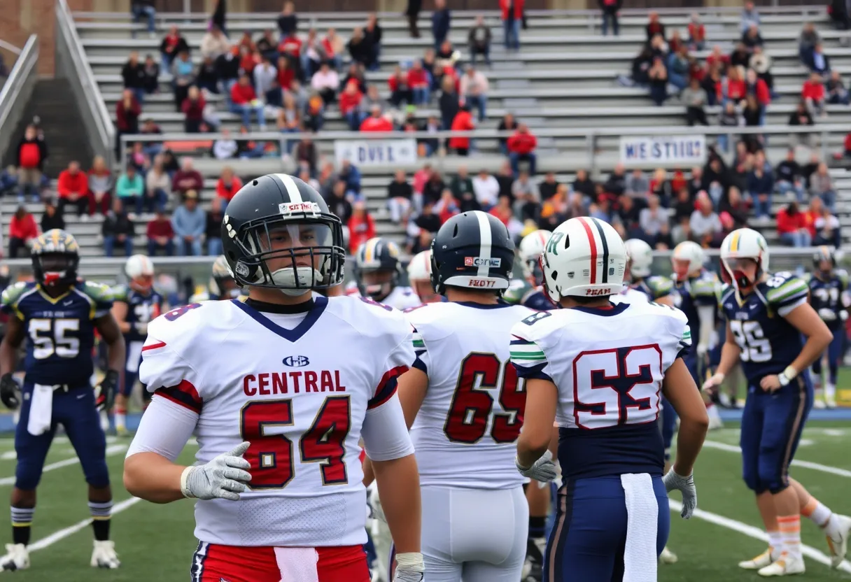 Central High School playing against Northeast High School during a Thanksgiving football game