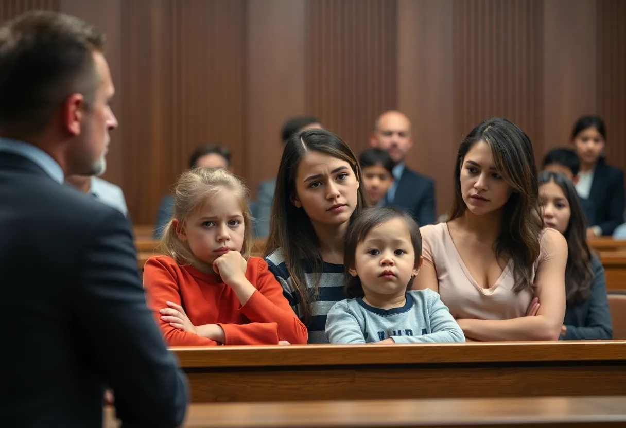 Emotional courtroom scene regarding a child abuse case