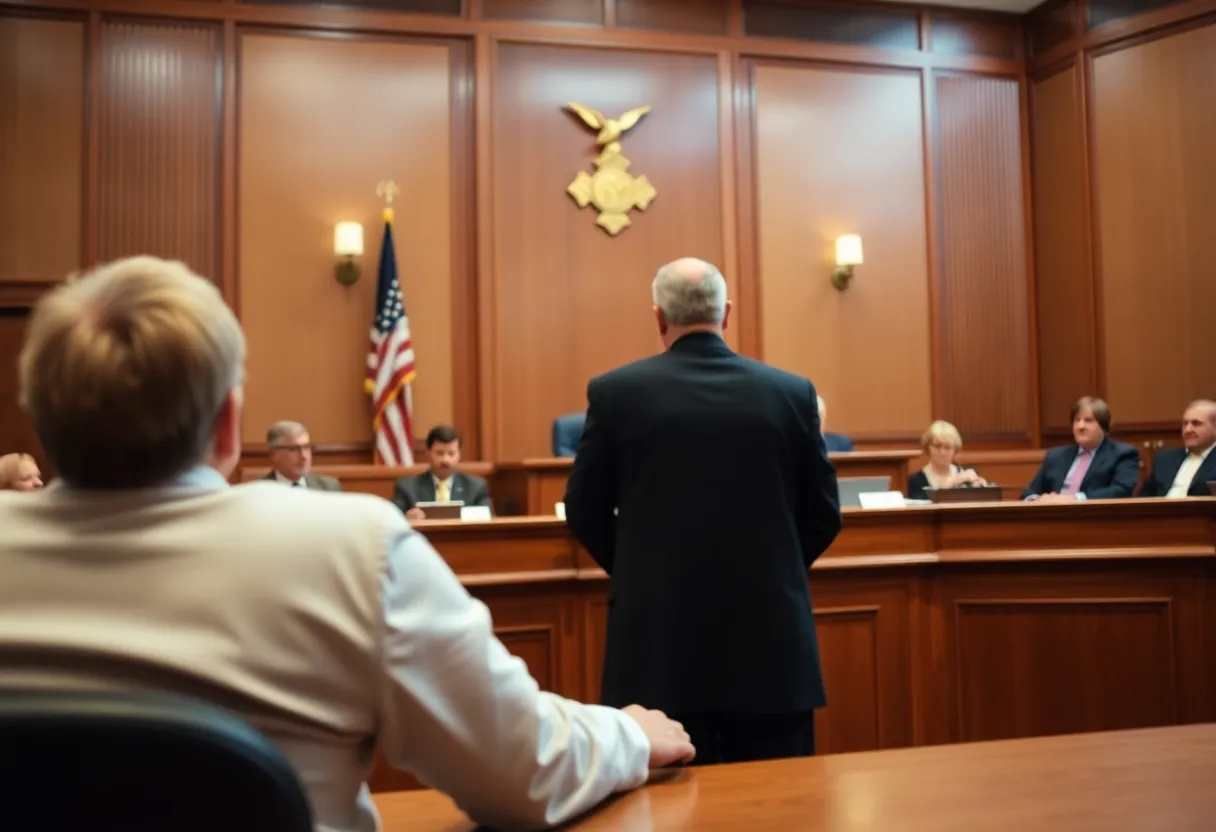 Courtroom setting during a medical malpractice trial