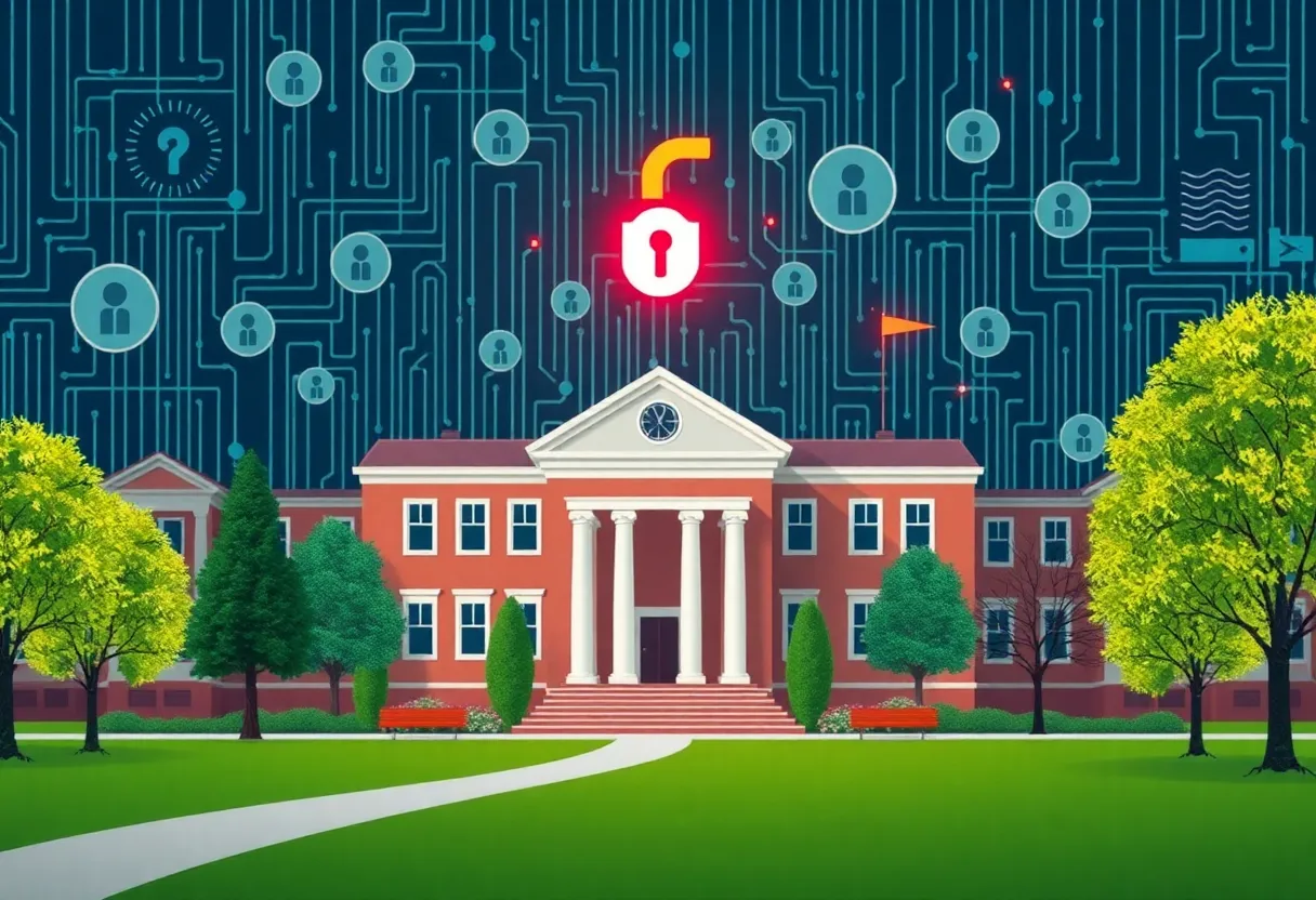 An illustration of cyberattacks on Ivy League universities