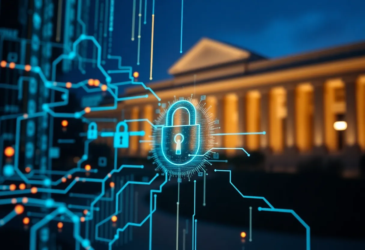 Illustration of digital security threats in a university setting