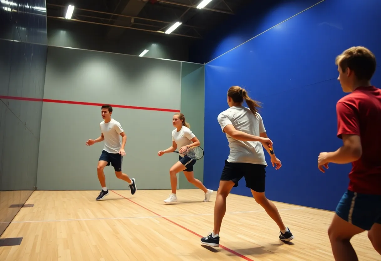 Drexel Dragons women's squash team competing in a match