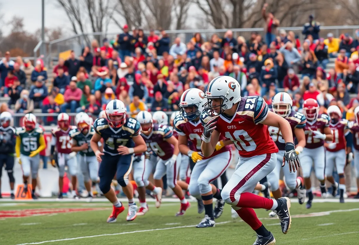 Easton High School football team celebrating their victory over Phillipsburg.