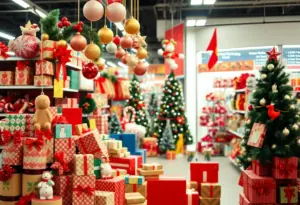 Festive holiday gifts and decorations at Five Below store