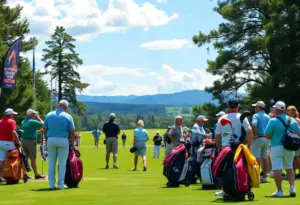 Participants playing golf at the Florida Thoroughbred Golf Tournament