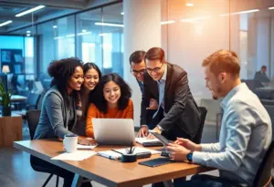 Team collaboration in a modern office at FullThrottle Technologies