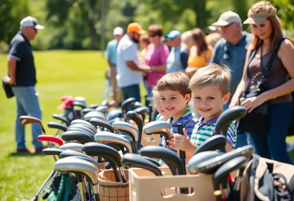 Young golfers enjoying the sport with donated equipment