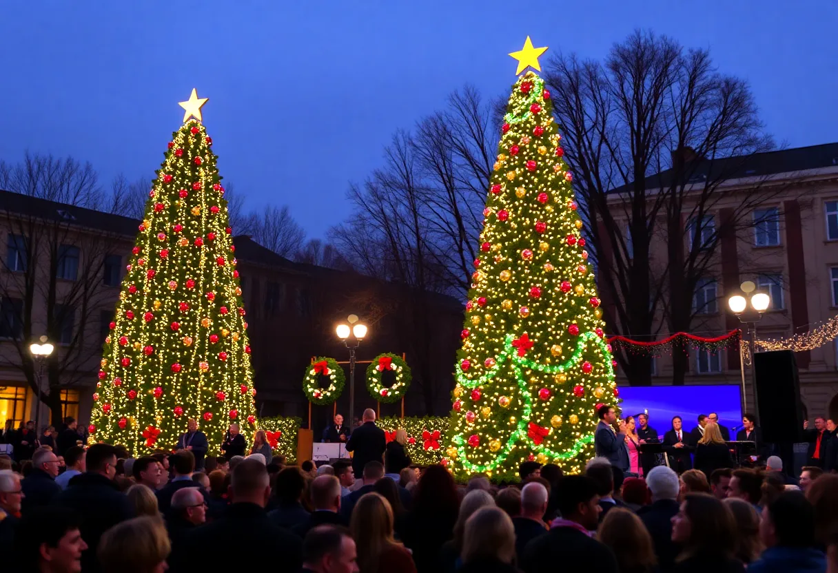 Lighting ceremony at the Grand Illumination event in Philadelphia