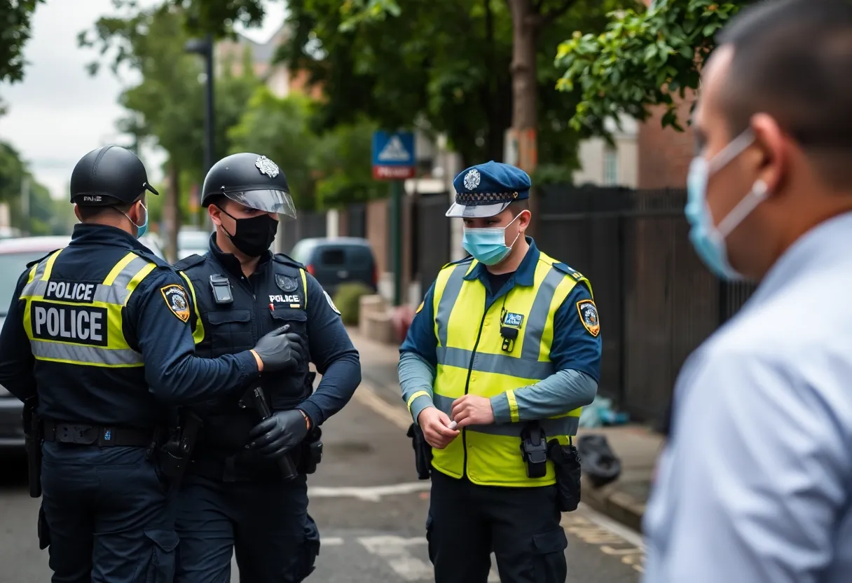 Police officers at the scene of a shooting investigation in Hunting Park, Philadelphia.