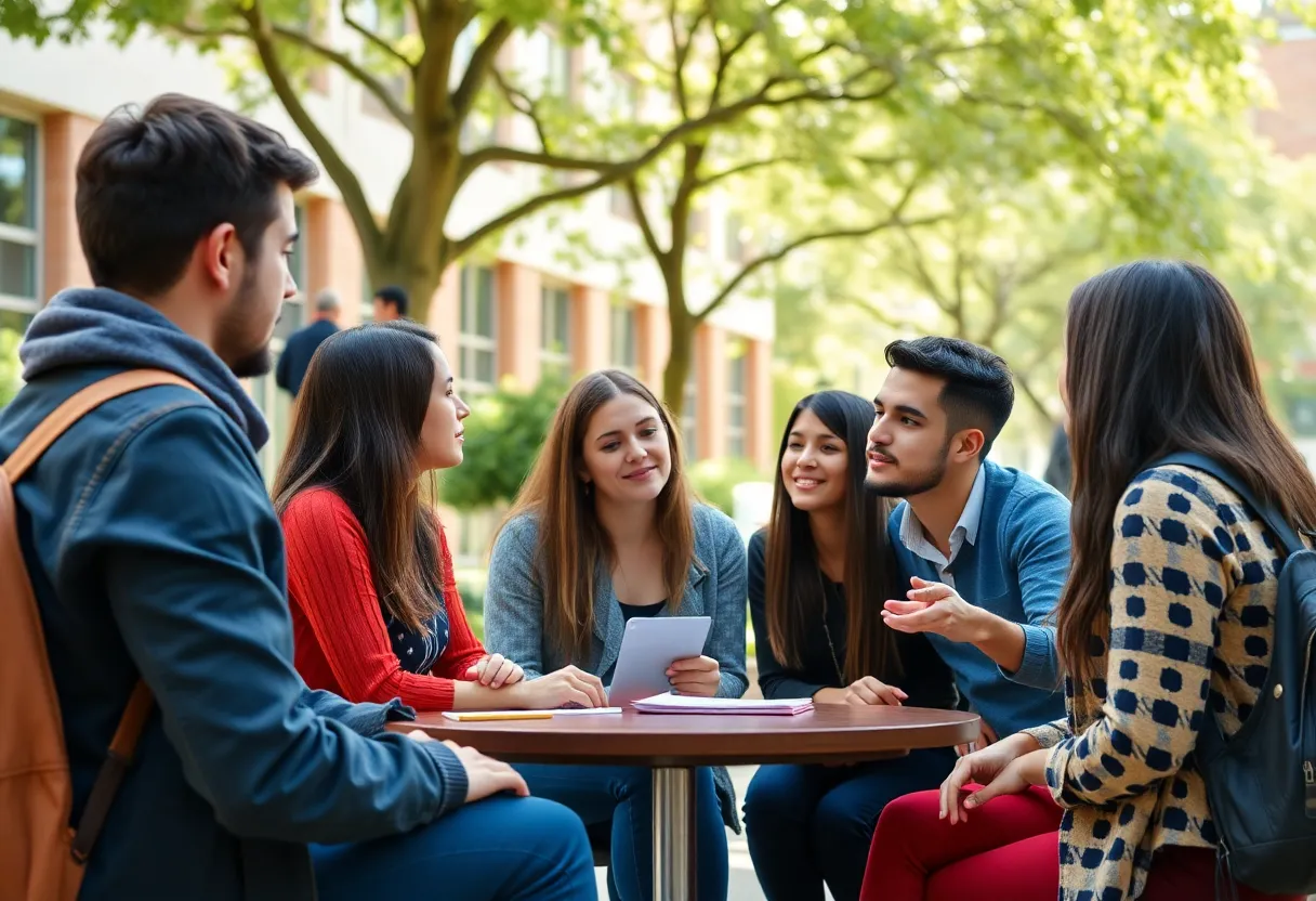 Students discussing Israel-Palestine issues on university campus