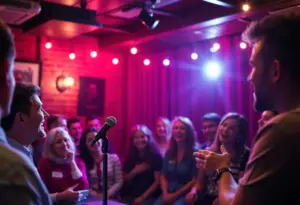 Audience enjoying a comedy performance at Next In Line Comedy Club.