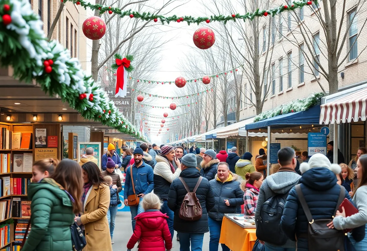 Families celebrating at the Jólabókaflóð festival in Willingboro