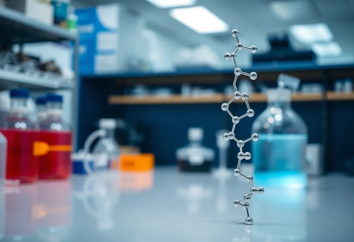 Laboratory scene focusing on biotechnology innovation and therapeutics development