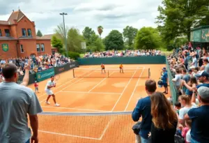 Penn men's tennis team competing in NCAA doubles championship