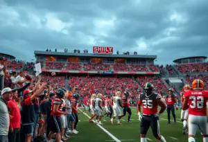 College football game between Penn State Nittany Lions and Rutgers Scarlet Knights.