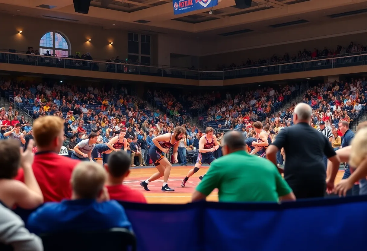 Wrestling match at the Keystone Classic in Philadelphia