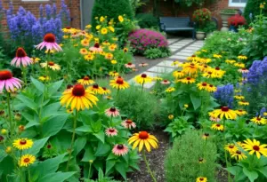 A vibrant garden showcasing various native plants in Philadelphia.