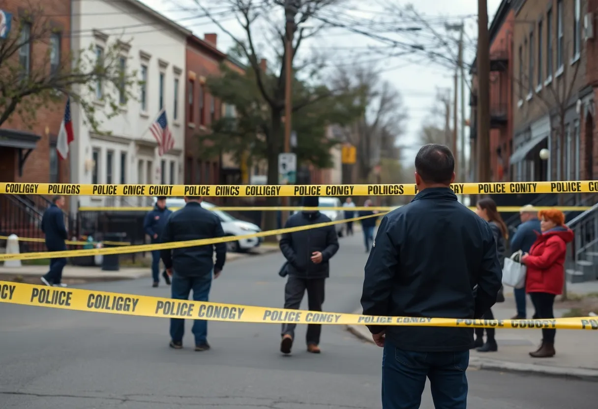 Police tape surrounding a shooting scene in Philadelphia's Kingsessing neighborhood