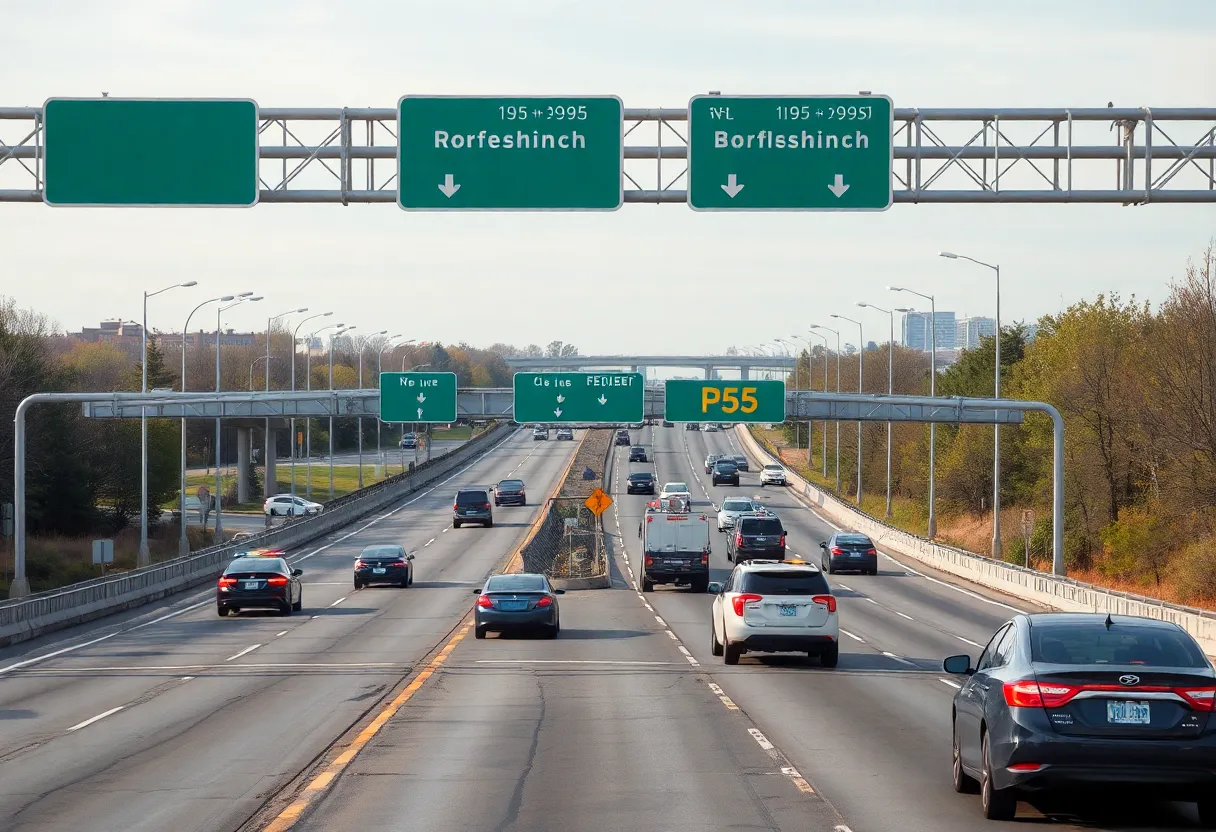 Police vehicles on Interstate 95 during a shooting investigation