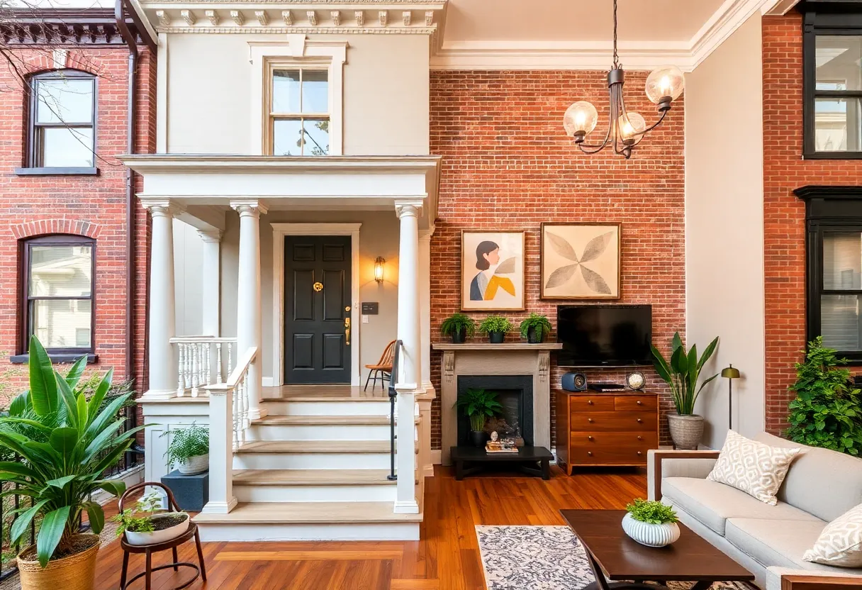 Interior view of a renovated historic home in Philadelphia, combining classic and modern design elements.