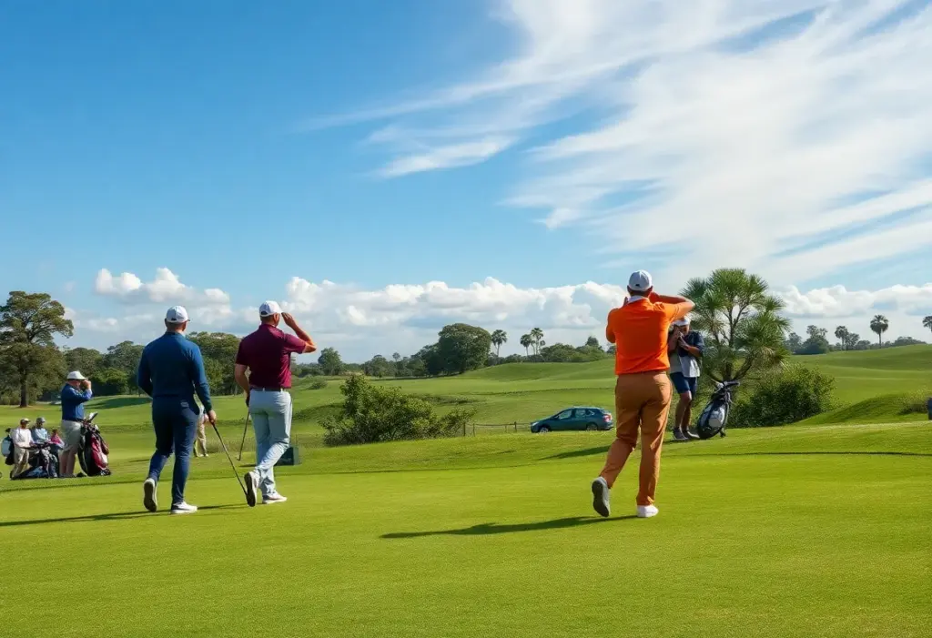 Celebration of young female golfers on the course after winning a championship