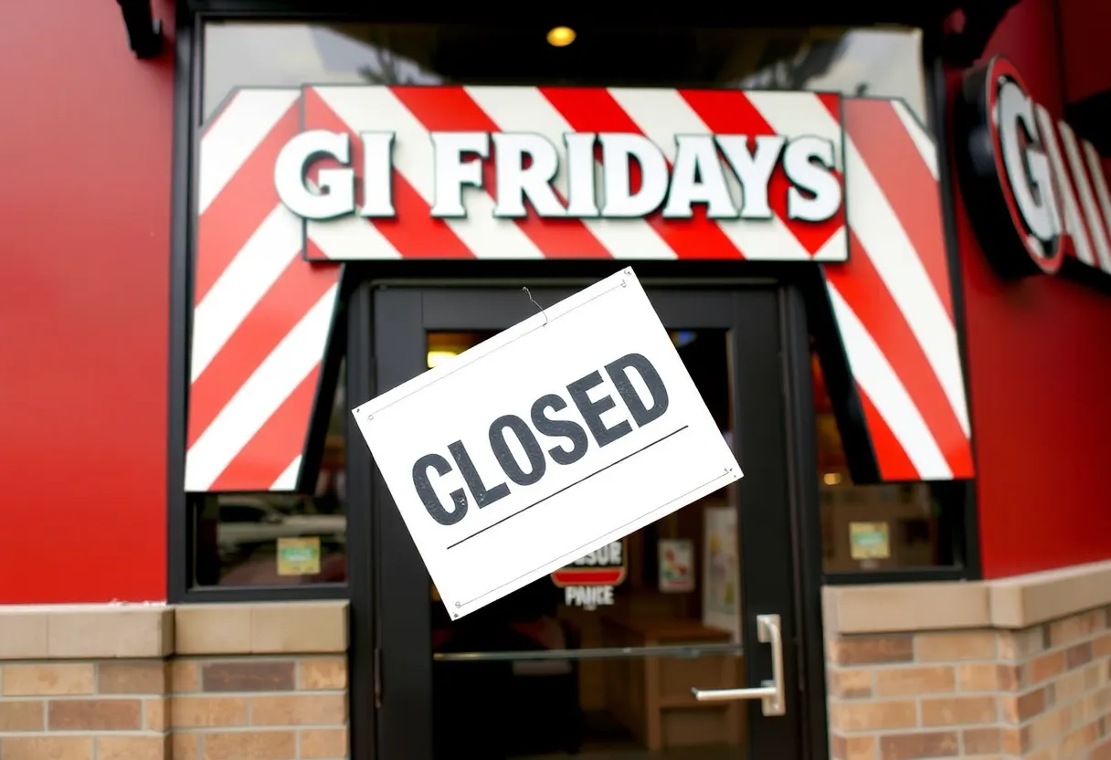 Closed TGI Fridays restaurant in Pennsylvania, reflecting bankruptcy impact.