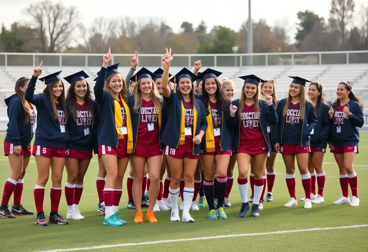 Celebration of University of Pennsylvania women's soccer team for academic honors