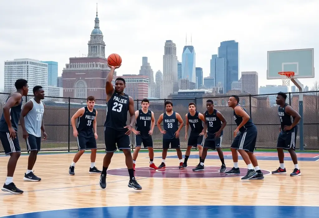 Philadelphia 76ers practice session showcasing teamwork