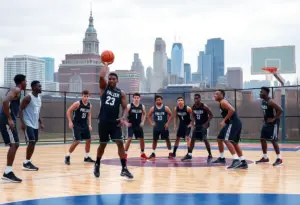Philadelphia 76ers practice session showcasing teamwork