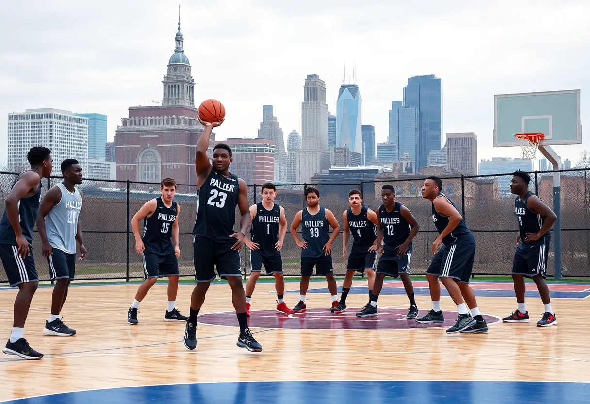 Philadelphia 76ers practice session showcasing teamwork