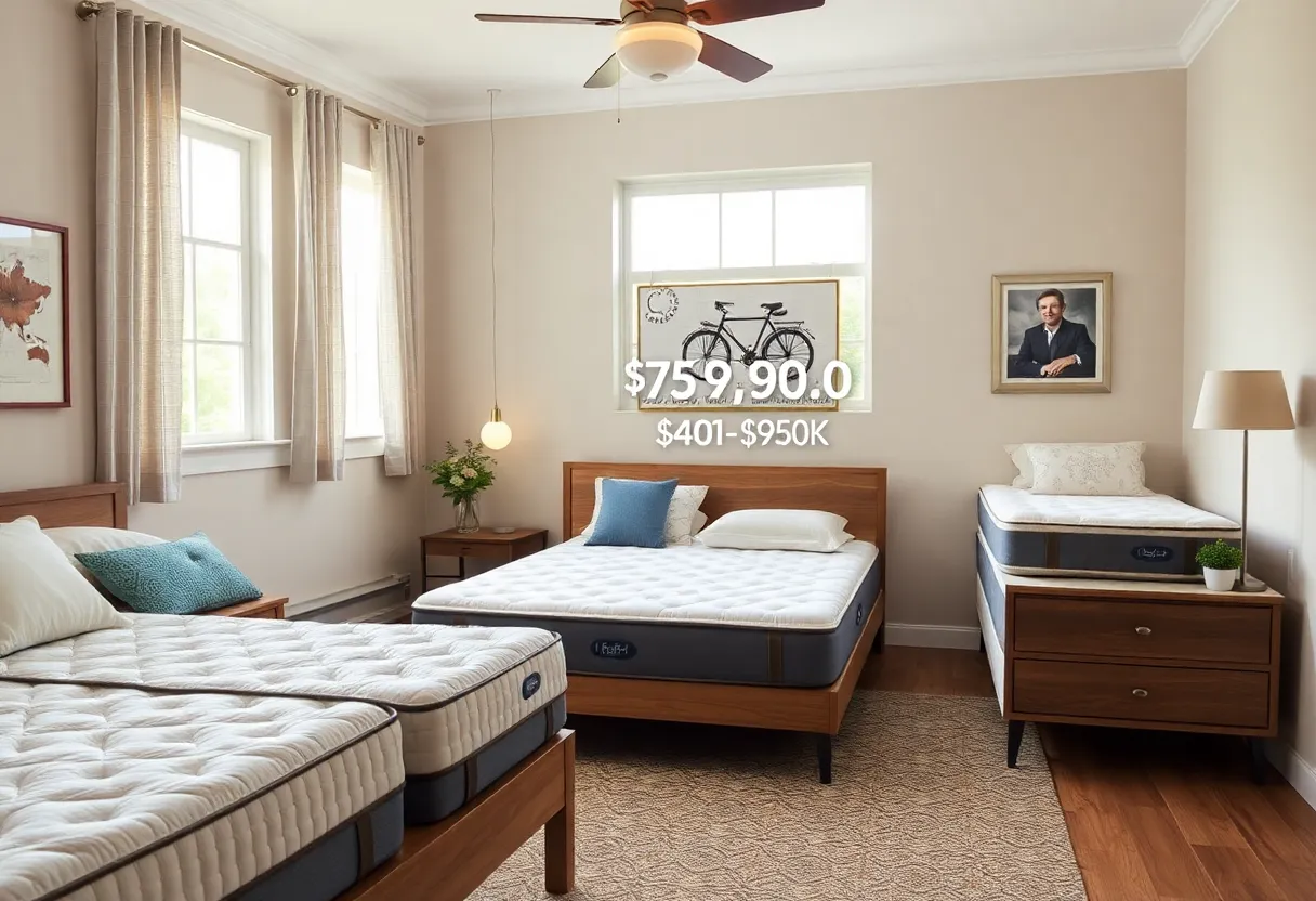 Display of affordable mattresses offered at DiscountMattressPhilly.com