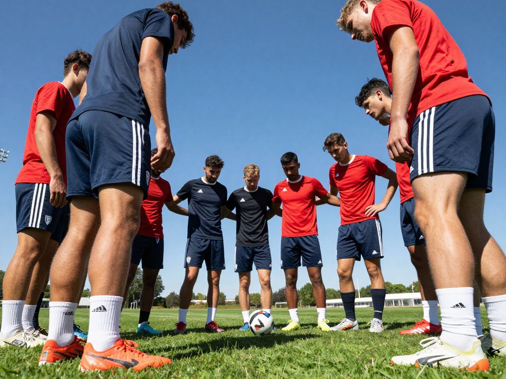 Alvernia football team practicing together, showcasing teamwork