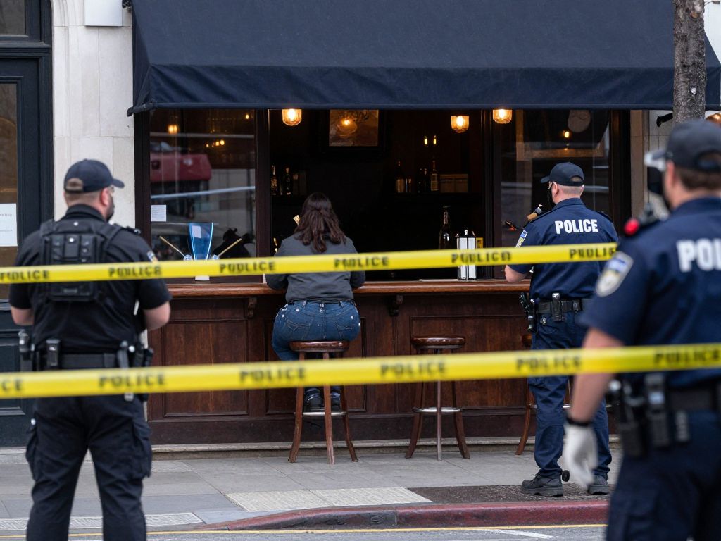 Police investigating a shooting scene outside an Arlington bar