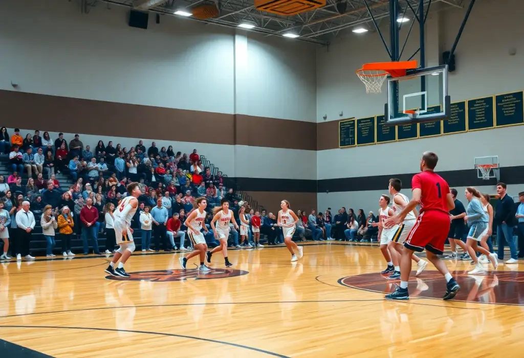 Benet Academy basketball team celebrating victory in a game