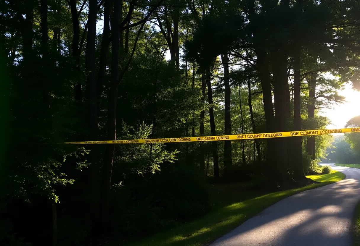 Police investigation in a wooded area of Berks County