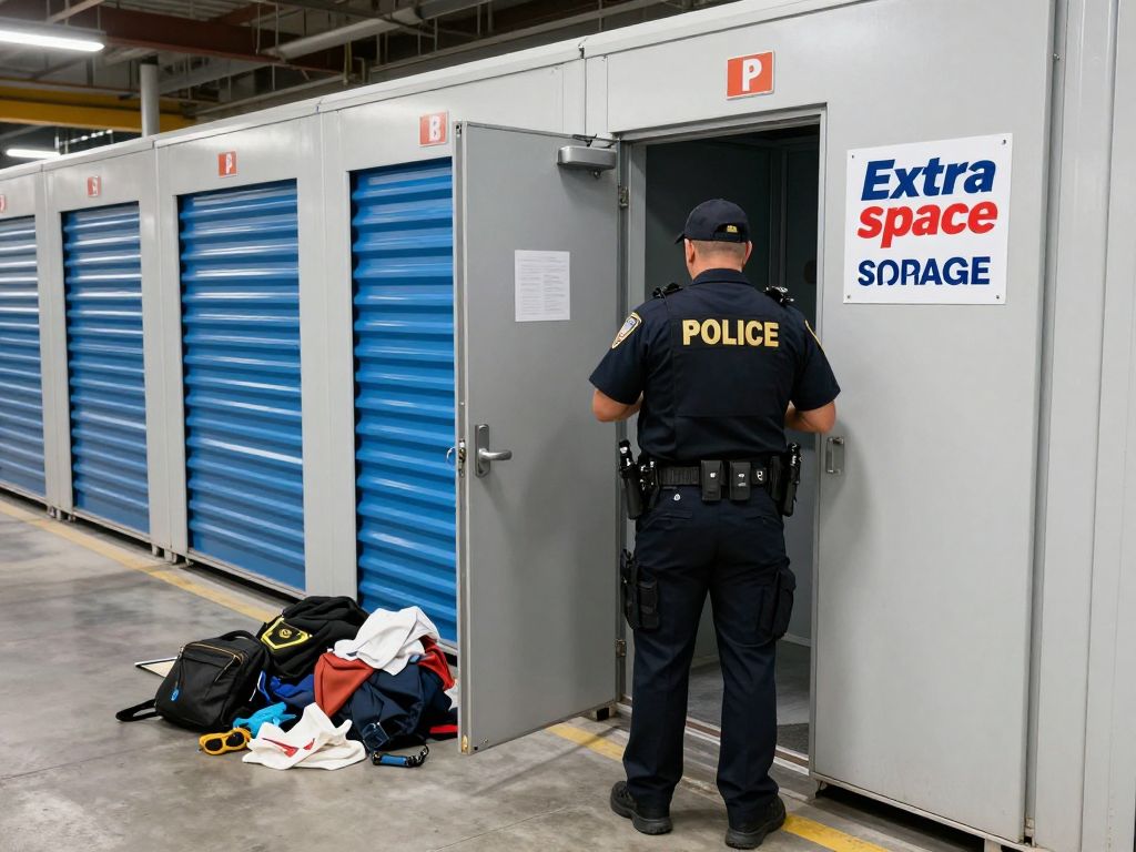 Police examining a break-in at Extra Space Storage in Philadelphia