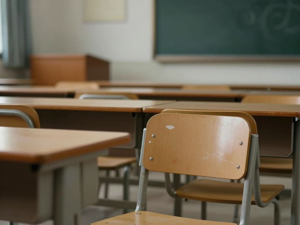 Empty classroom at Brown University depicting the aftermath of a tragic incident