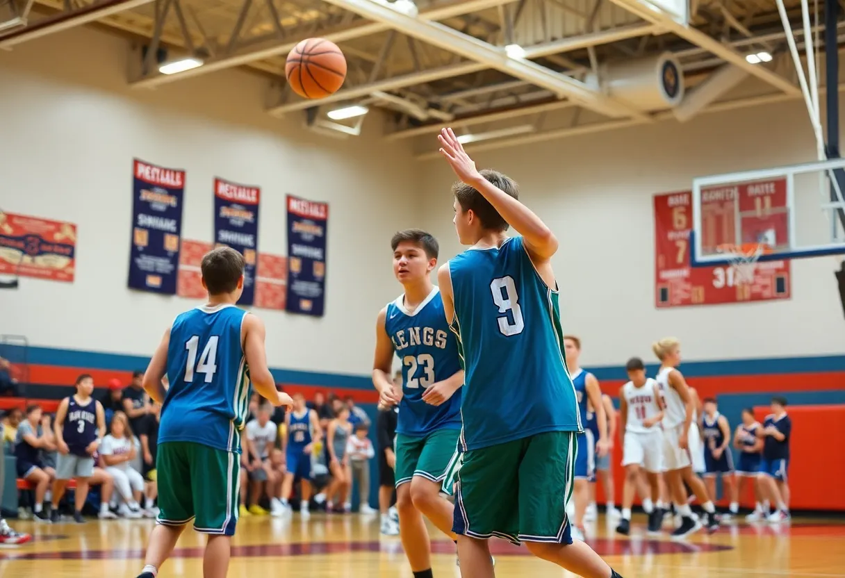 Players from Catasauqua High School competing in a basketball game
